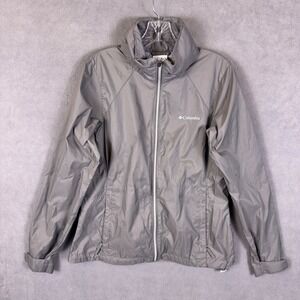 Columbia Womens Windbreaker Jacket M Gray Hidden Hood
